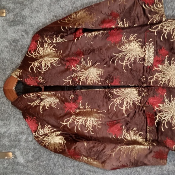 Peony Reversible Asian Floral Womens Top Jacket Silk Womens Small - Picture 2 of 11
